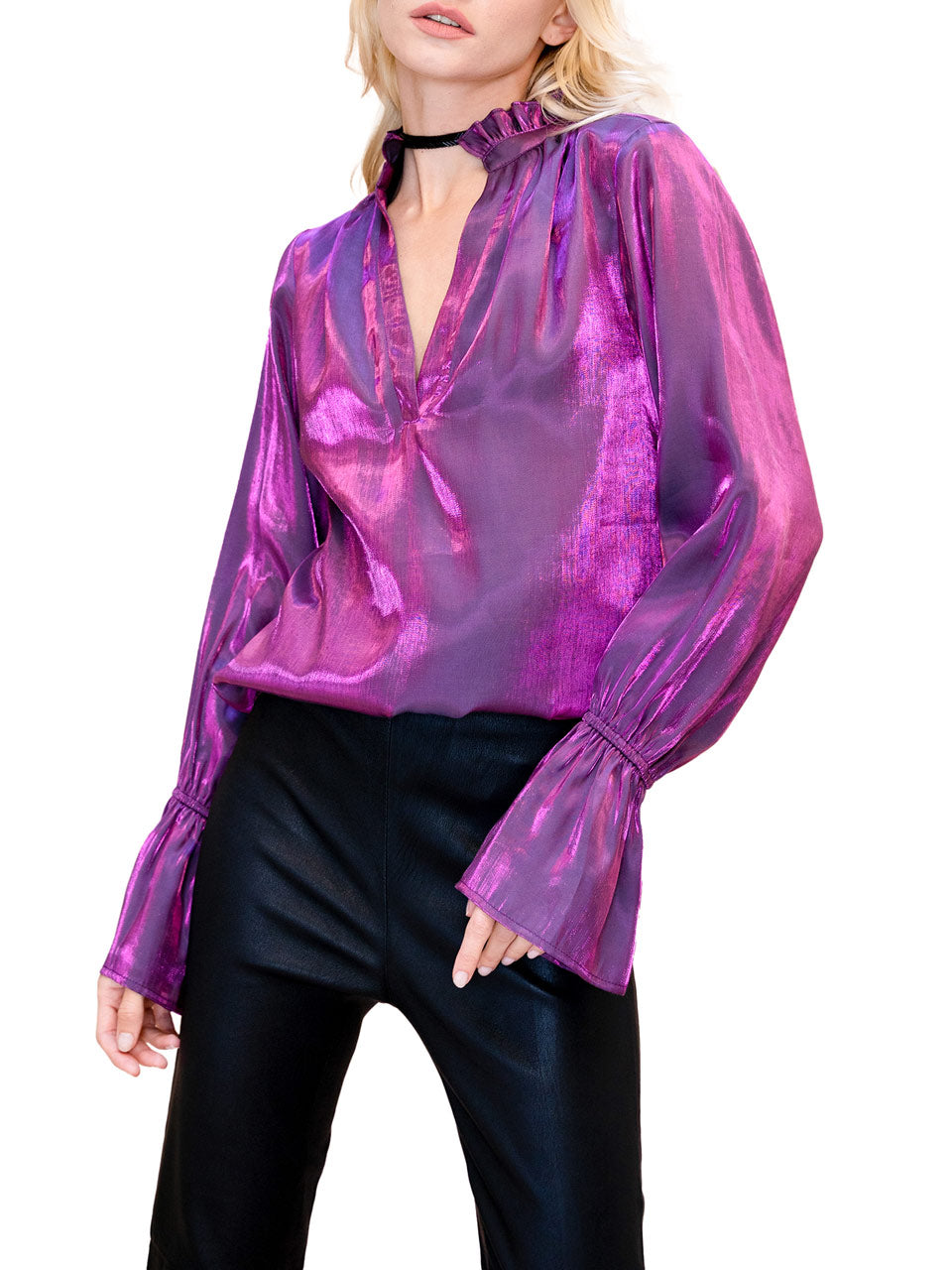  Tracie Blouse - Metallic Purple - Bonton