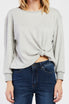  Benedict Long Sleeve Thermal Knit with Tie Detail - Heather Grey - Bonton