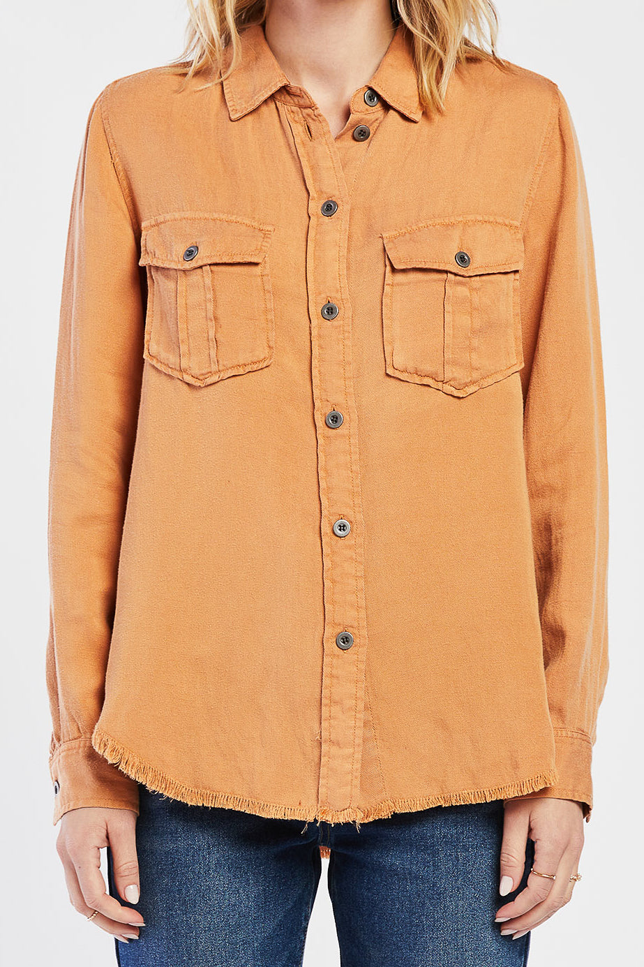  Brea Utility Style Button Down Shirt - Sudan Brown - Bonton