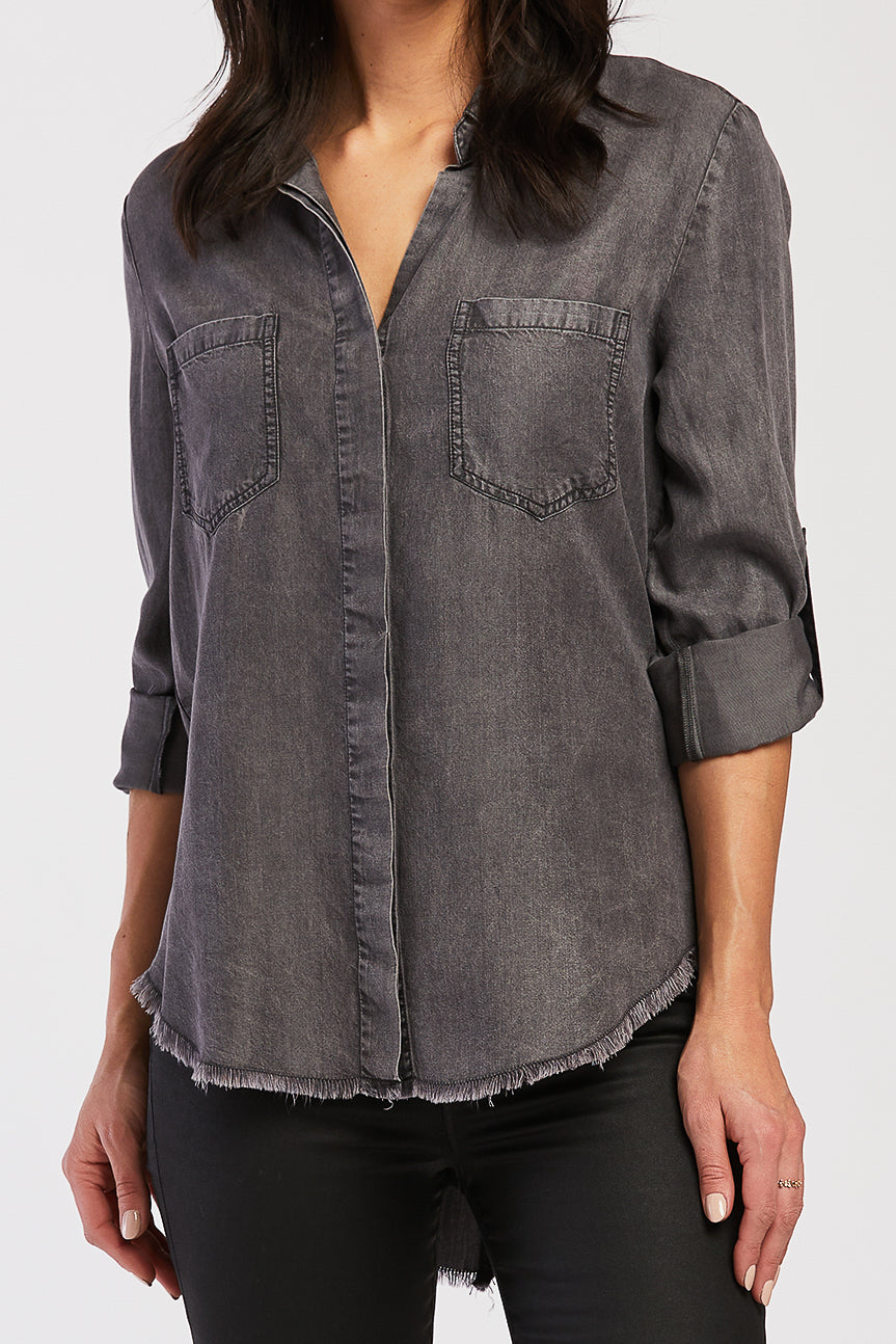  Caspian Cotton Shirt - Black - Bonton