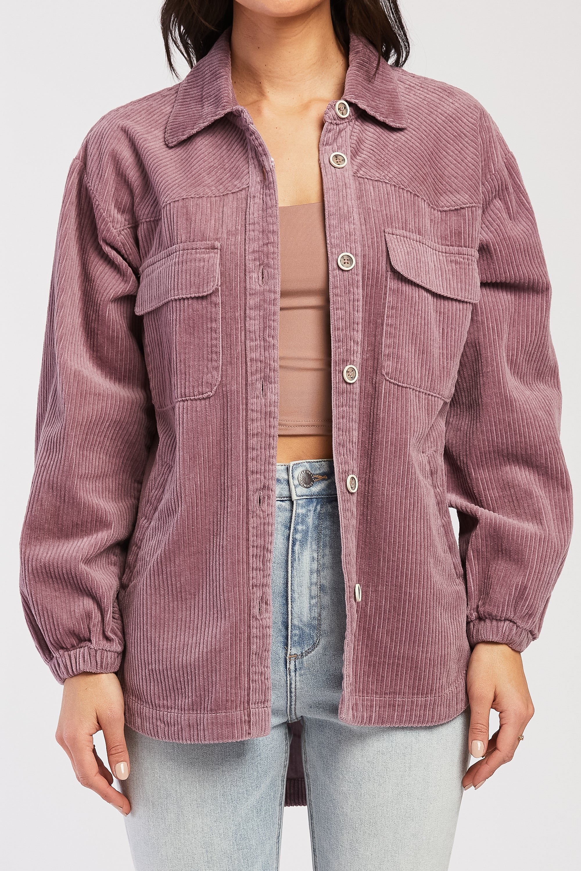  Lance Novelty Button Down Front Shirt - Mauve - Bonton