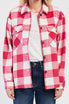  Sheryl Long Sleeve Button Down Utility Jacket - Hot Pink Ivory Check - Bonton