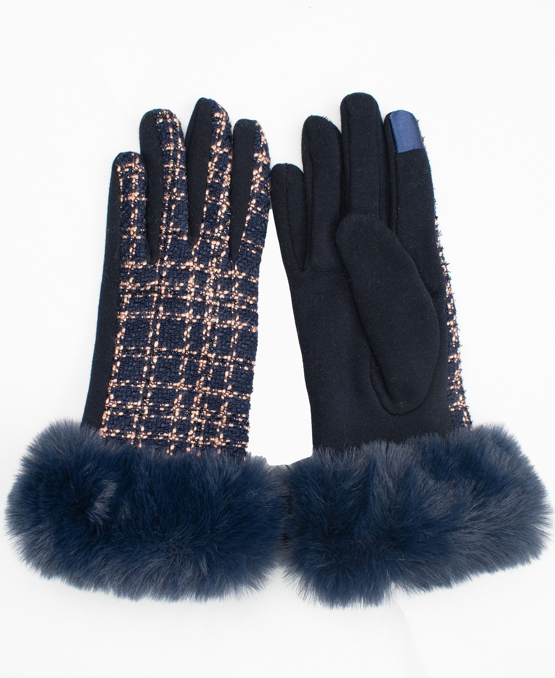  Tweed Jersey Glove - Navy - Bonton