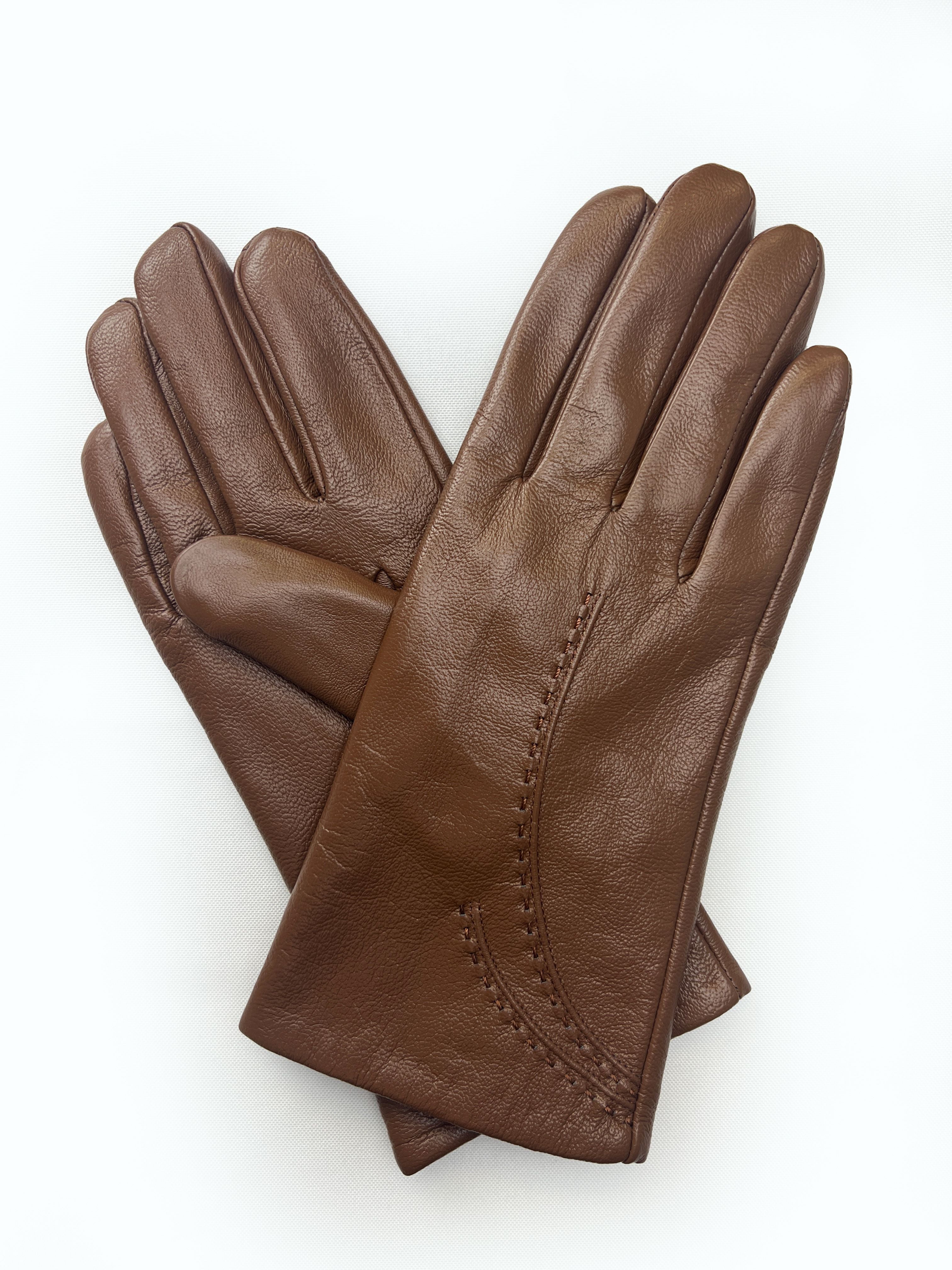  Genuine Leather Glove 4 - Brown - Bonton