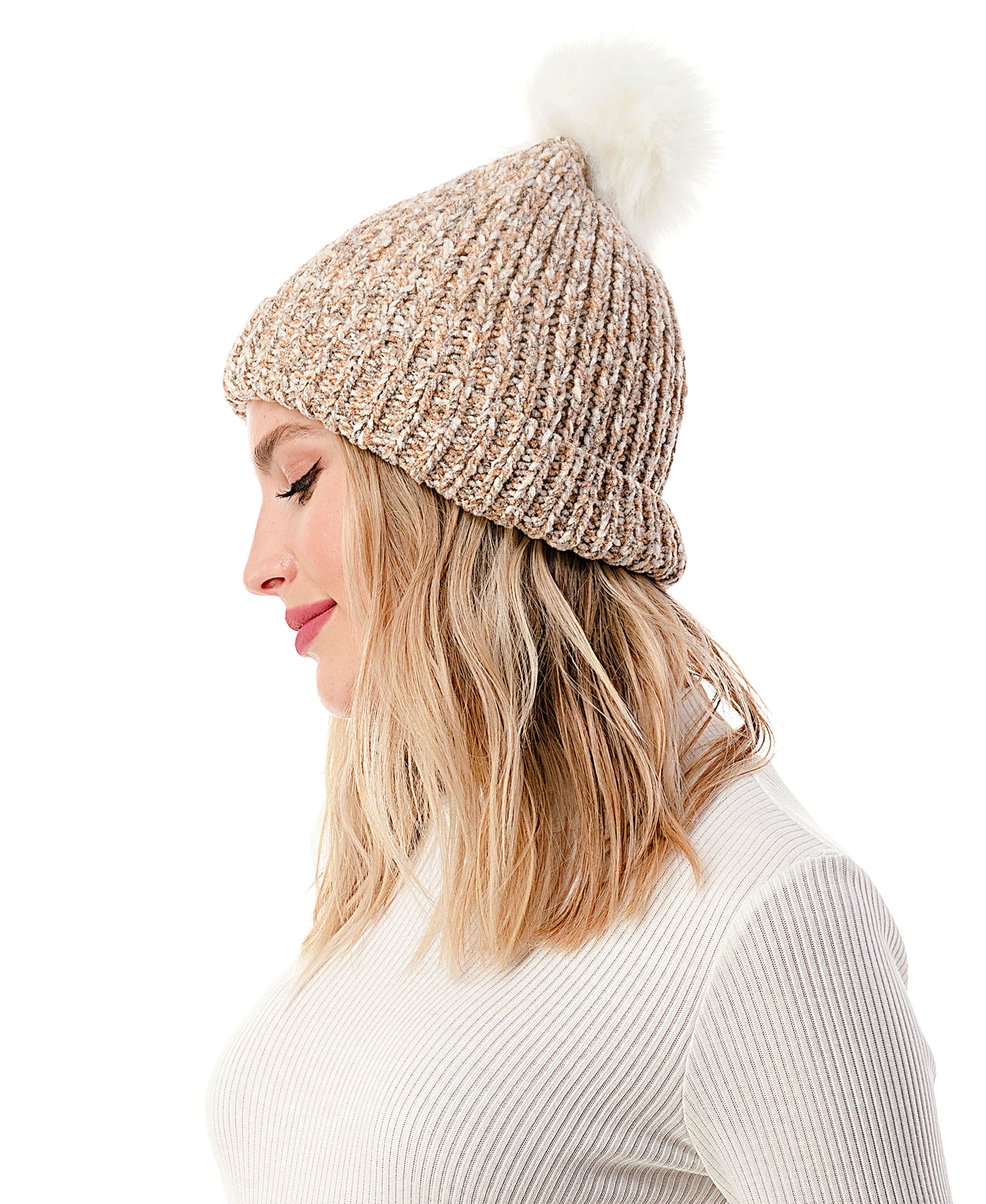  Chenille Beanie - Taupe - Bonton