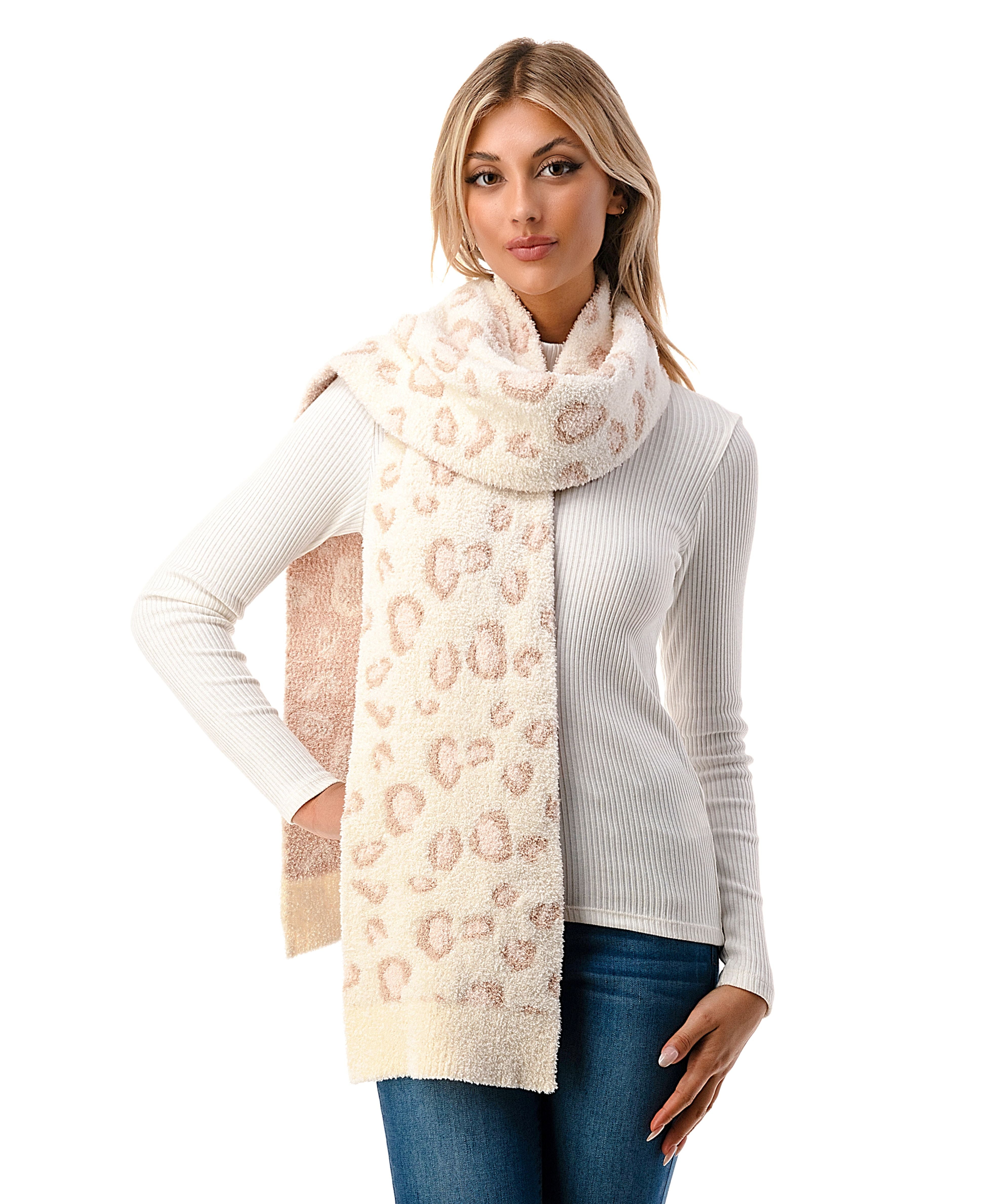  Cozy Leopard Scarf - Blush - Bonton