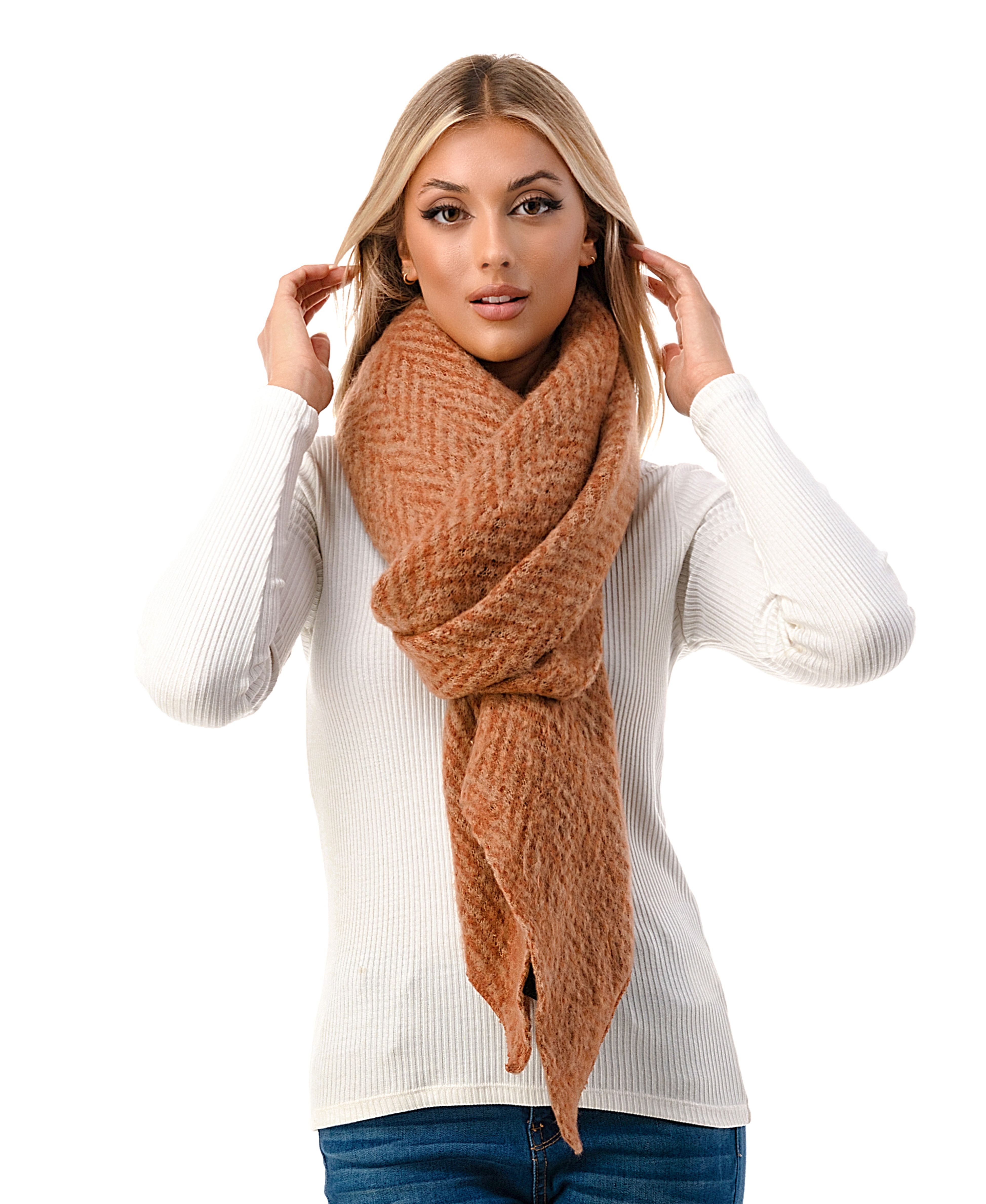  Chevron Scarf 2 - Rust - Bonton