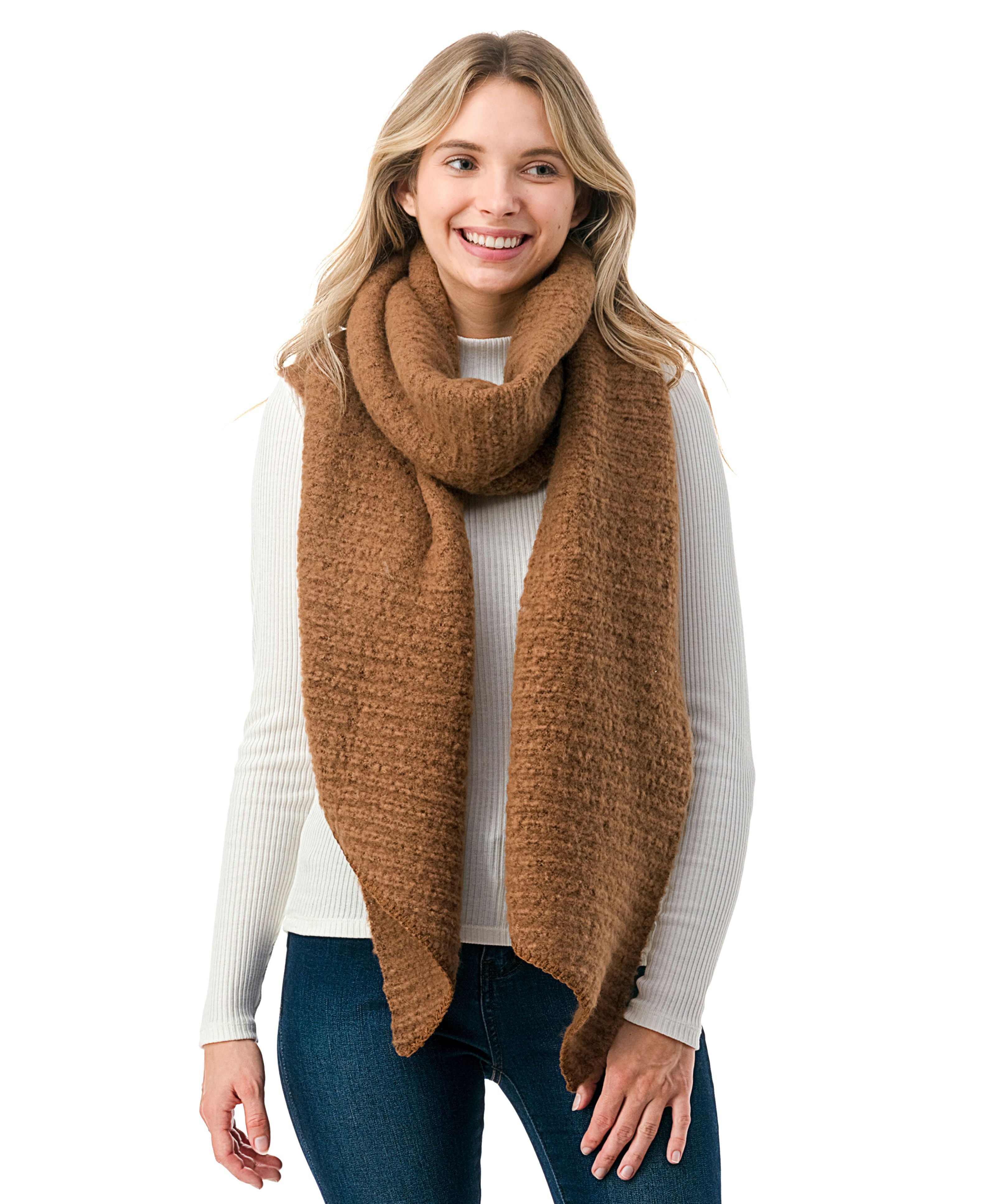  Solid Ribbed Scarf - Cinnamon - Bonton