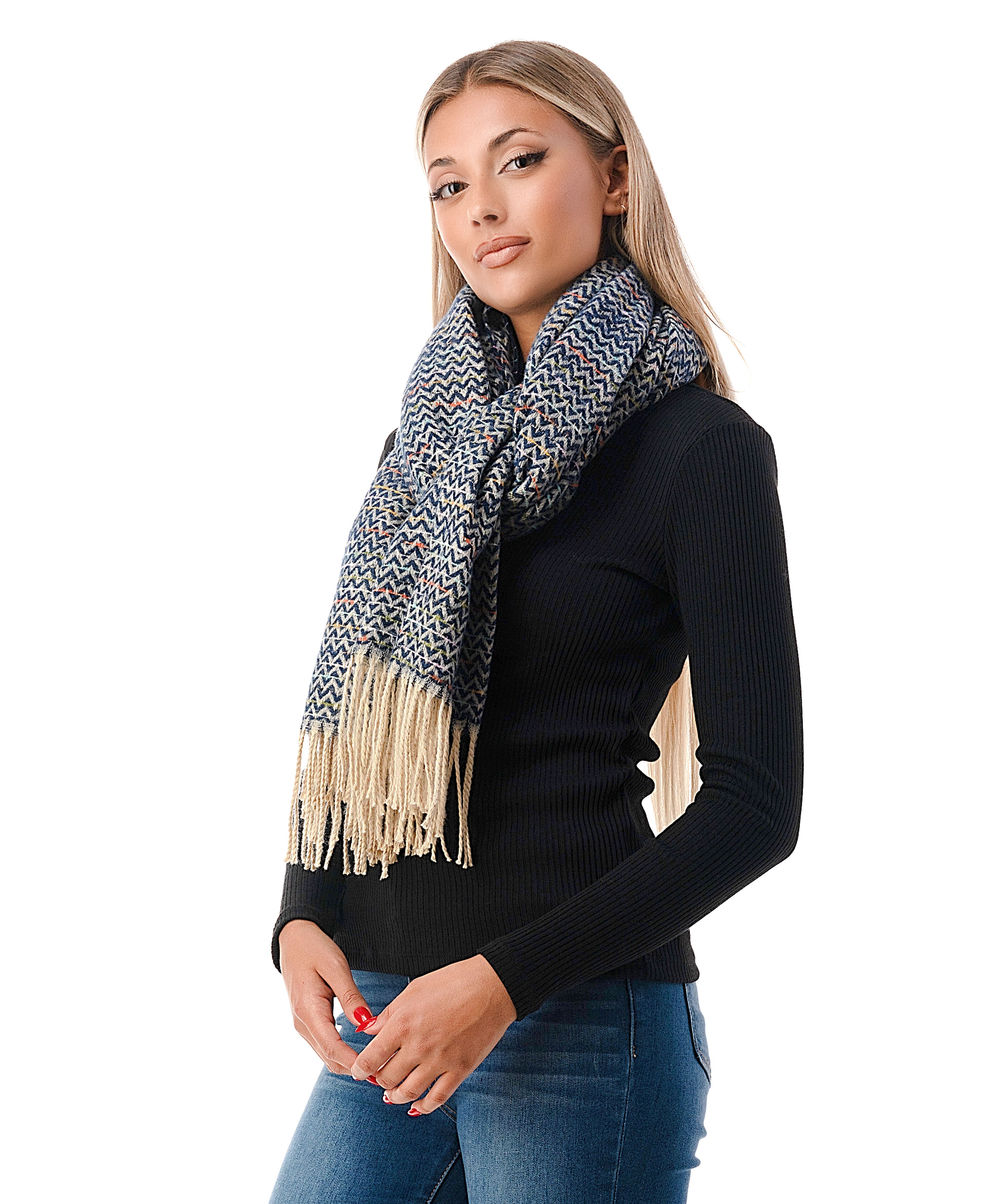  Chevron Scarf 3 - Blue - Bonton