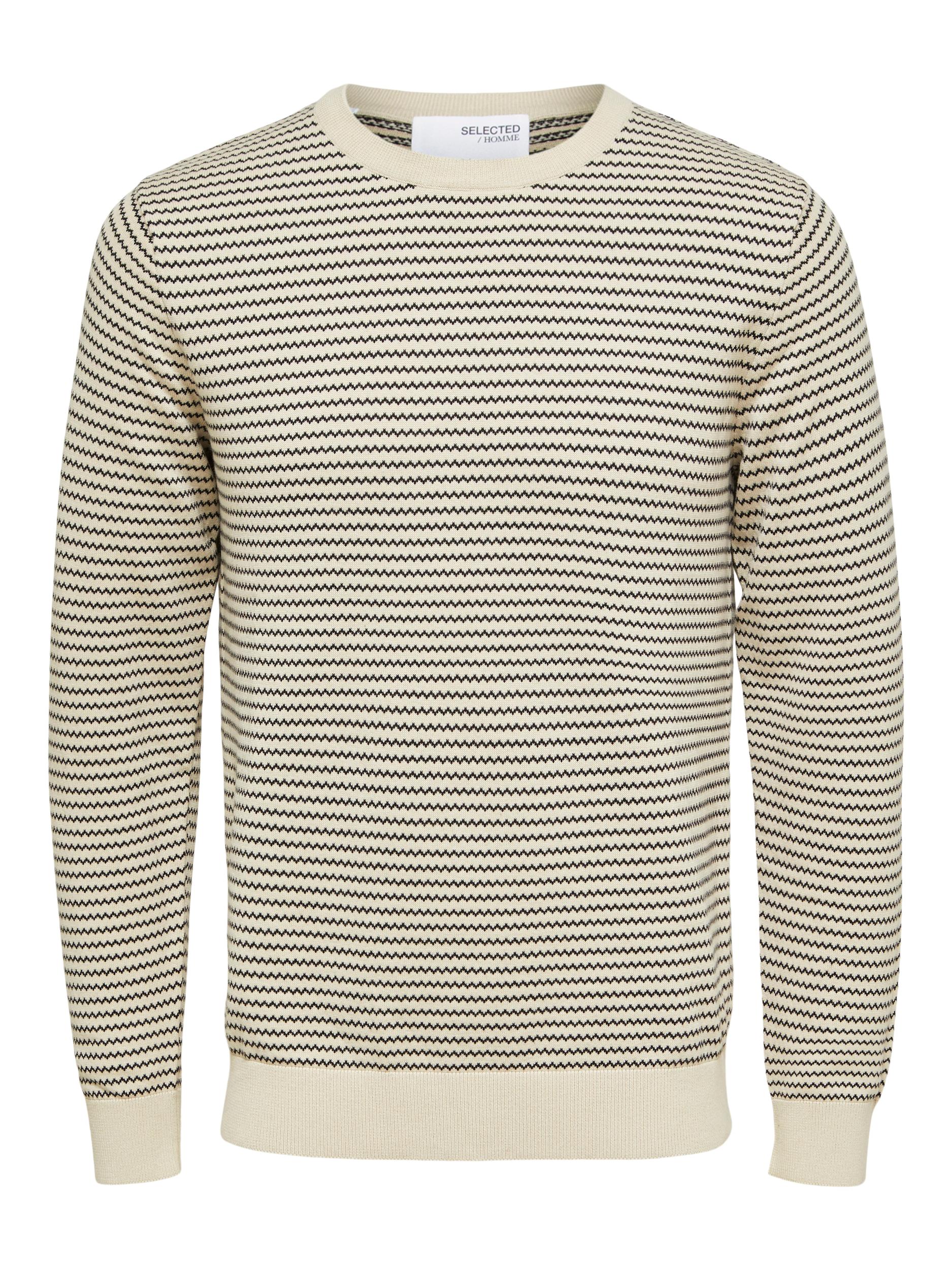  Robin Knit Stripe Crew Neck - Oatmeal - Bonton