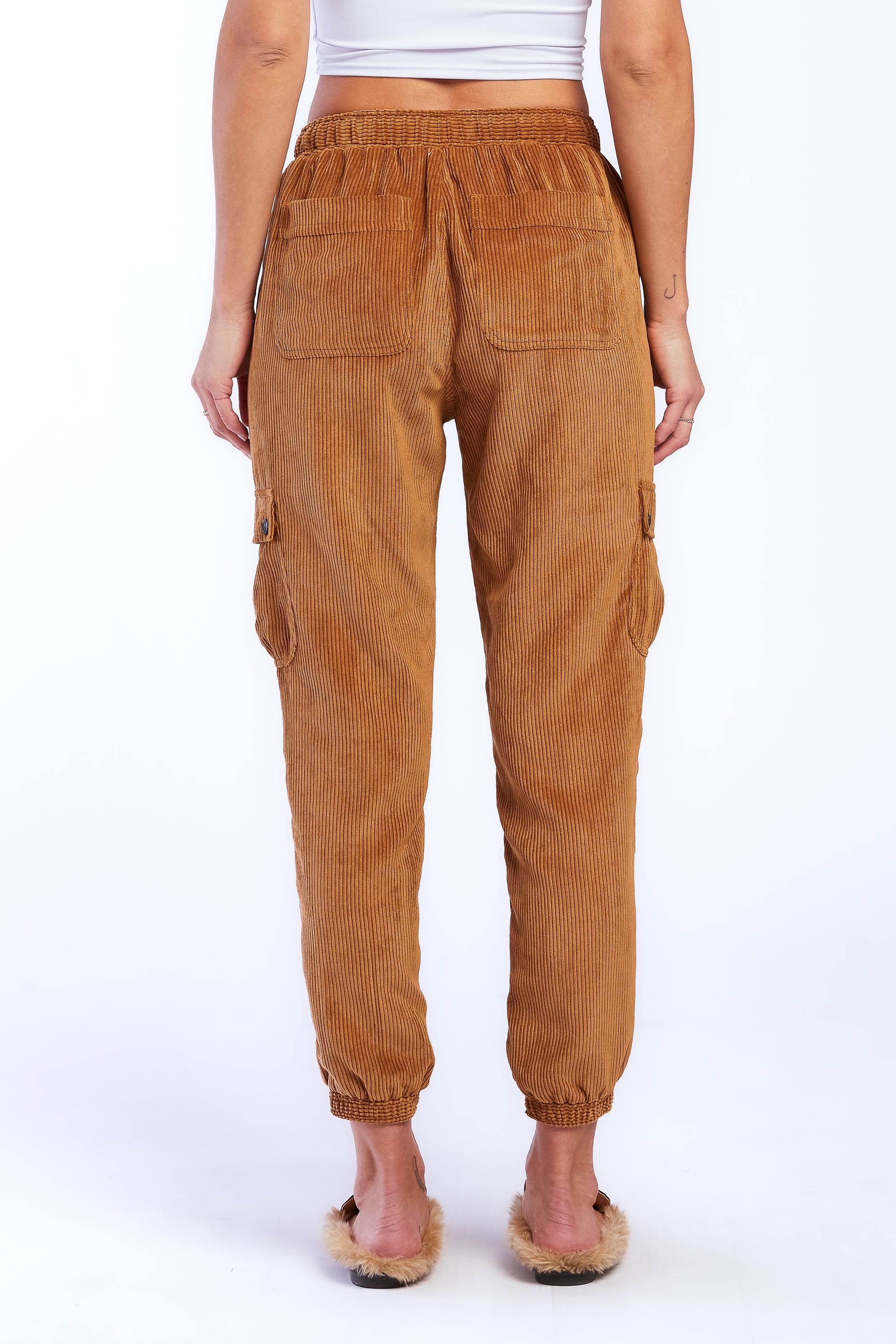  Sylvia Pull On Elastic Drawstring Cargo Jogger - Brown - Bonton