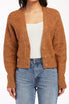  Damita Long Sleeve Raglan Sleeve V-Neck Three Button Fron Cardigan - Rust - Bonton