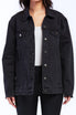  Jimmy Long Sleeve Denim Jacket Raw Hem Details, Side Pockets - Black - Bonton