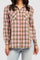 Long Sleeve Button Down Shirt, Chest Patch Pockets Shirred Shoulder Detail