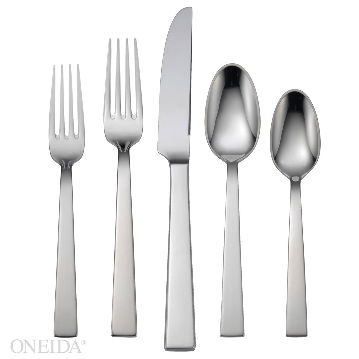  Oneida Aero 5-Piece Flatware Set - Stainless Steel - Bonton