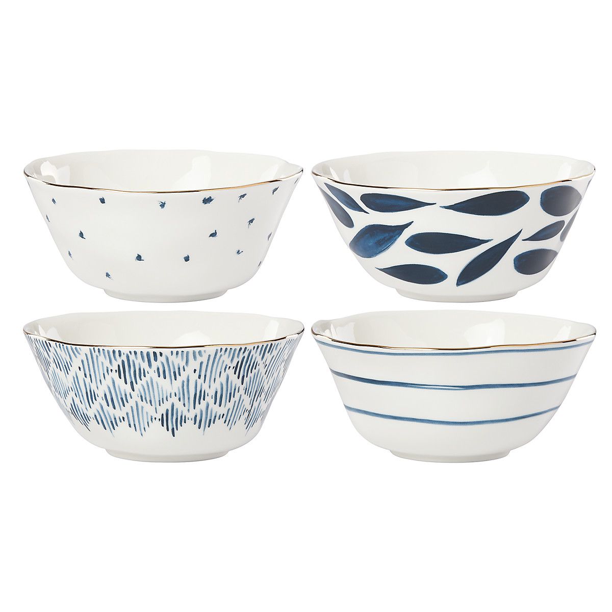  Lenox Blue Bay All Purpose Bowls Set of 4 - White / Blue - Bonton