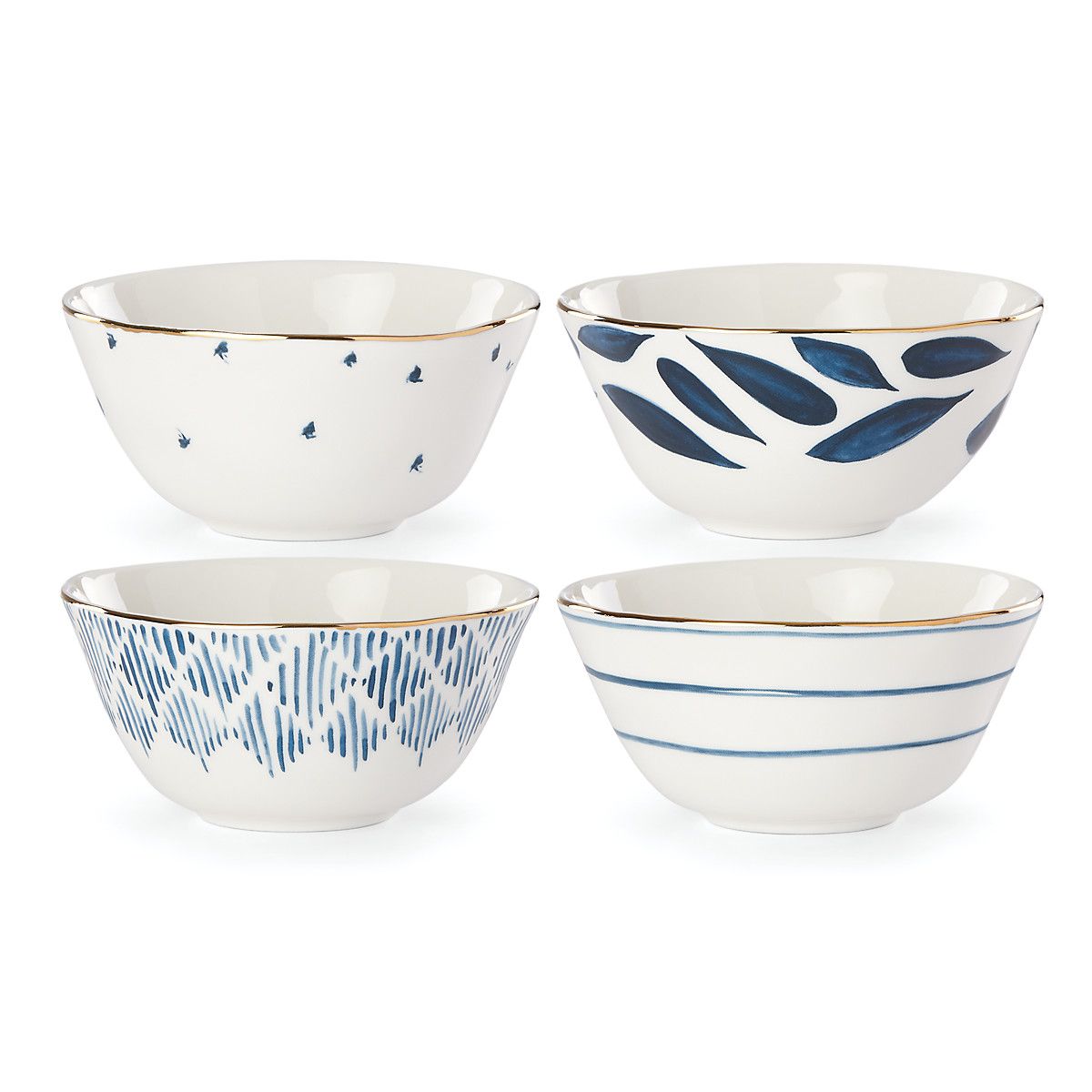  Lenox Blue Bay Dessert Bowls Set of 4 - White / Blue - Bonton