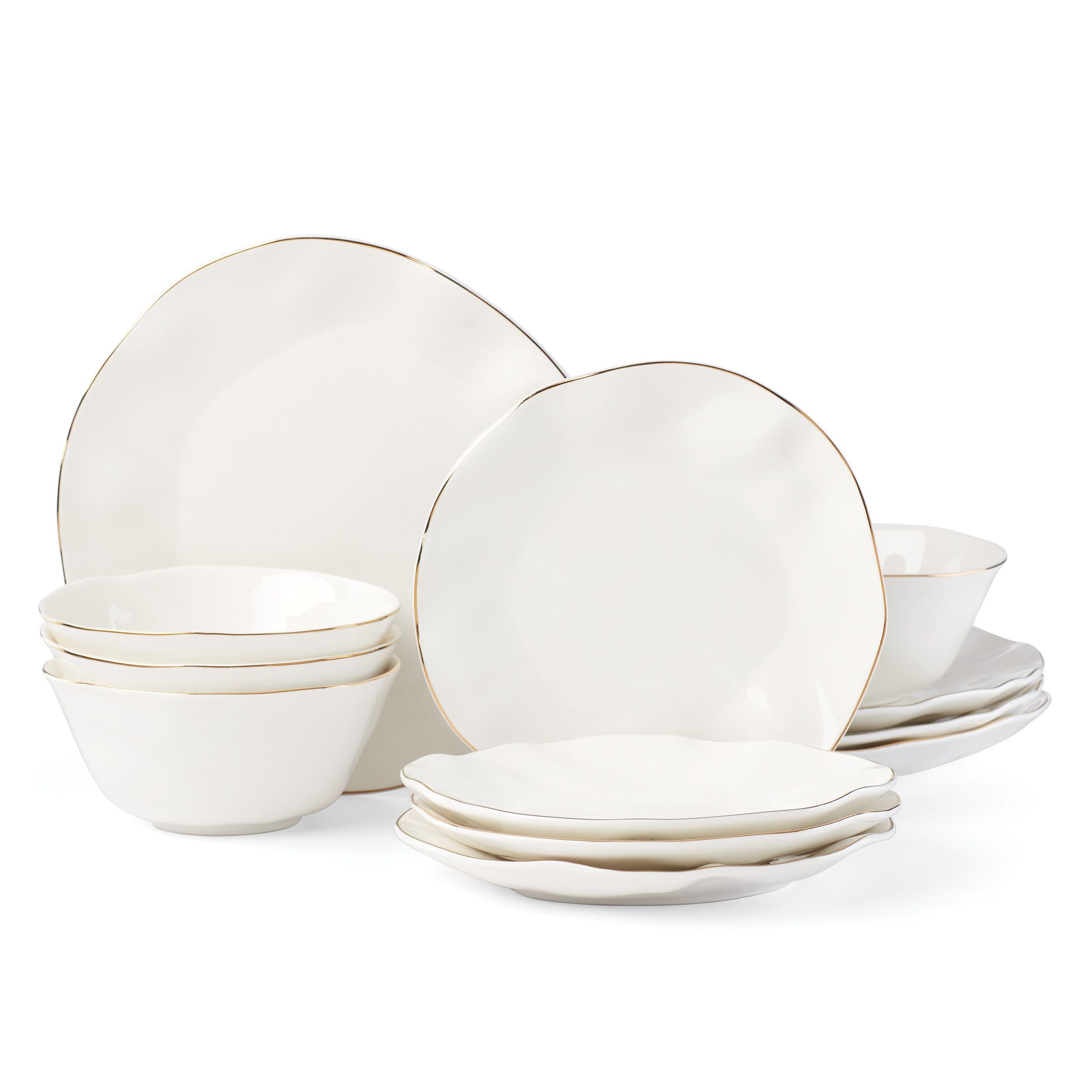  Lenox Blue Bay White 12-Piece Dinnerware Set - White / Blue - Bonton