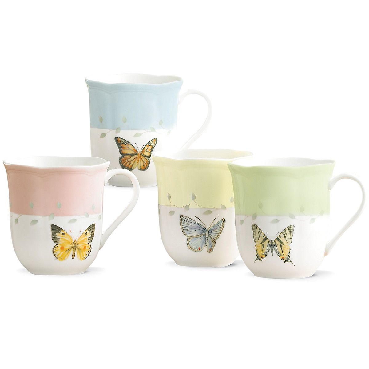  Lenox Butterfly Meadow Dessert Mugs Set of 4 - White - Bonton