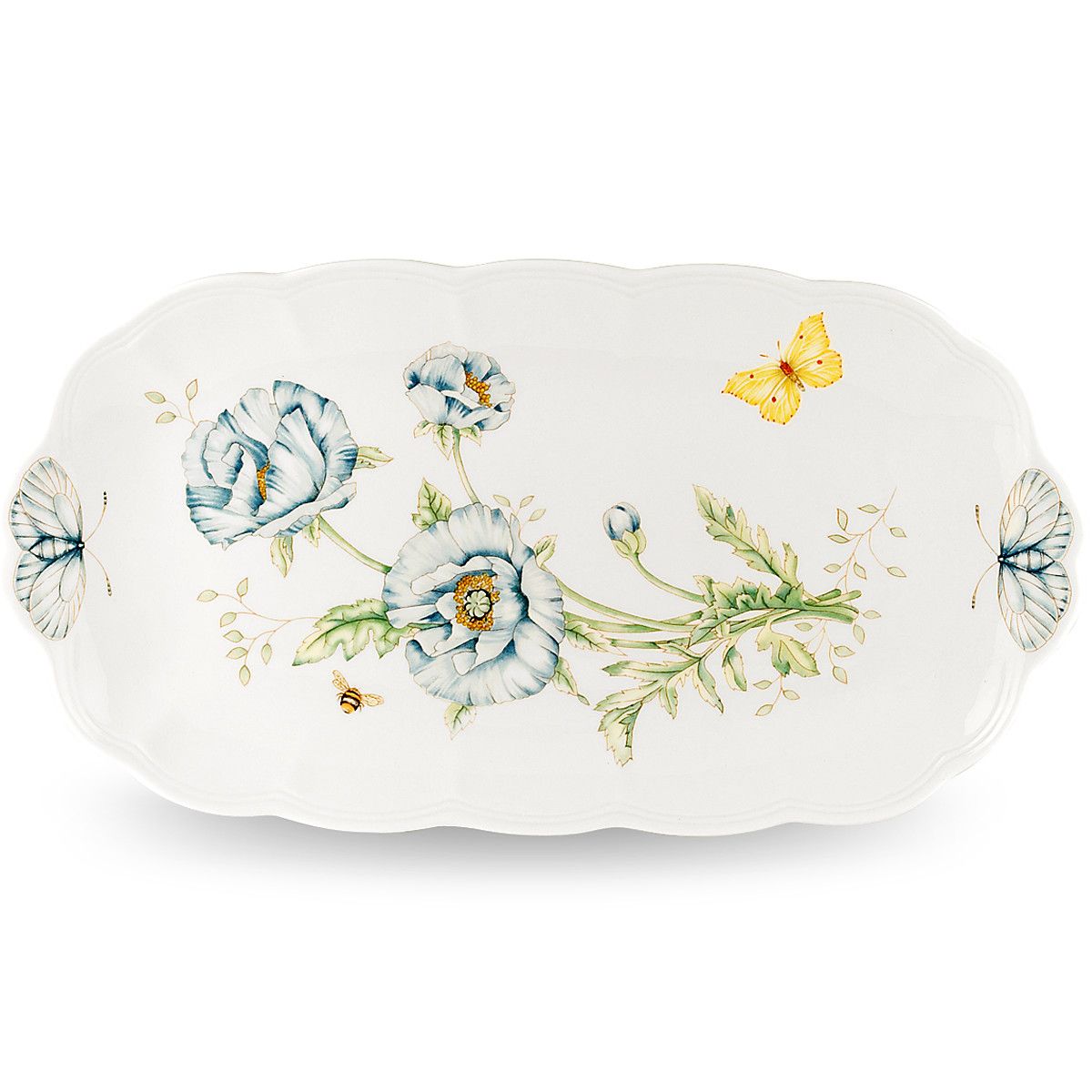  Lenox Butterfly Meadow Oblong Tray - White - Bonton