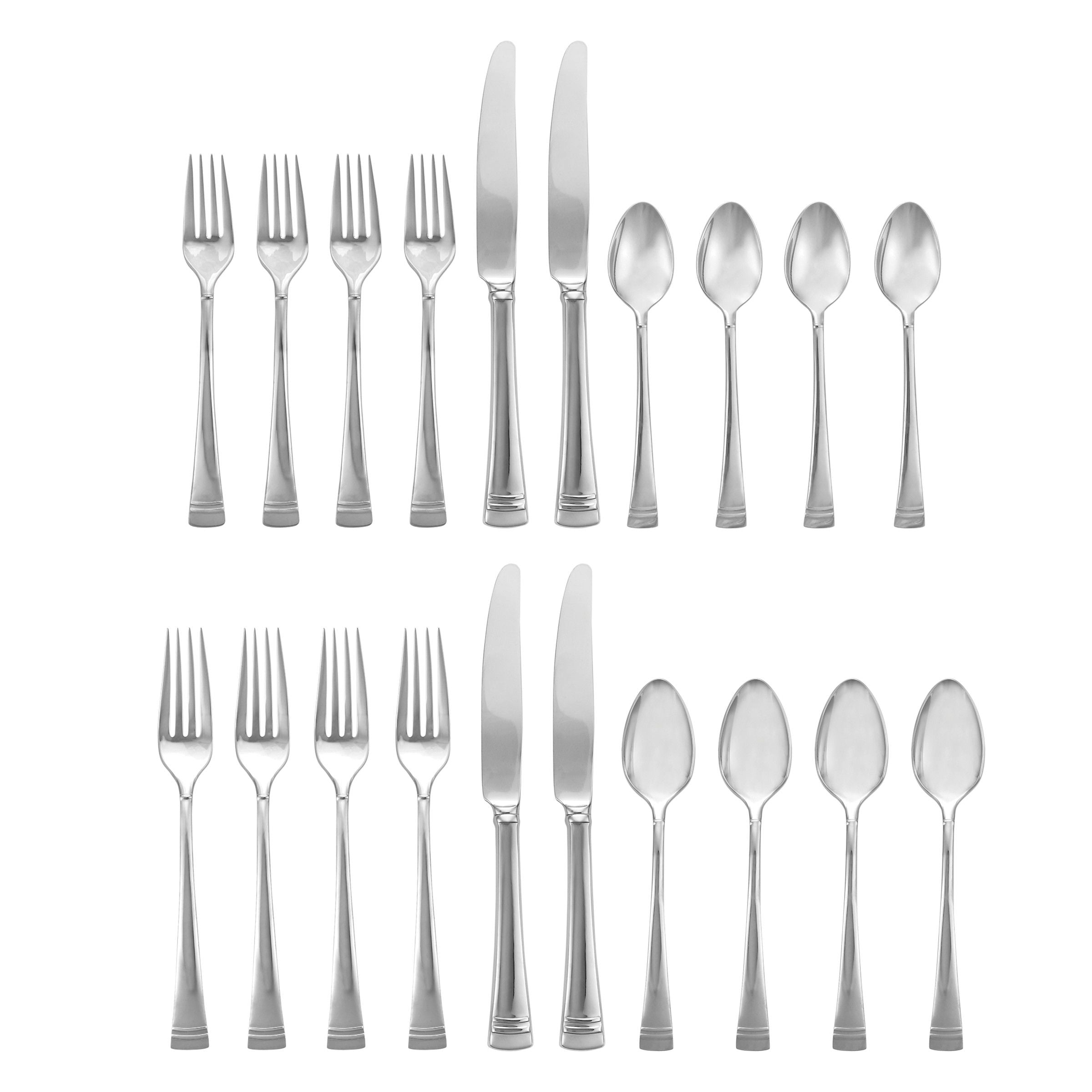  Lenox Federal Platinum 20-Piece Flatware Set - Stainless Steel - Bonton