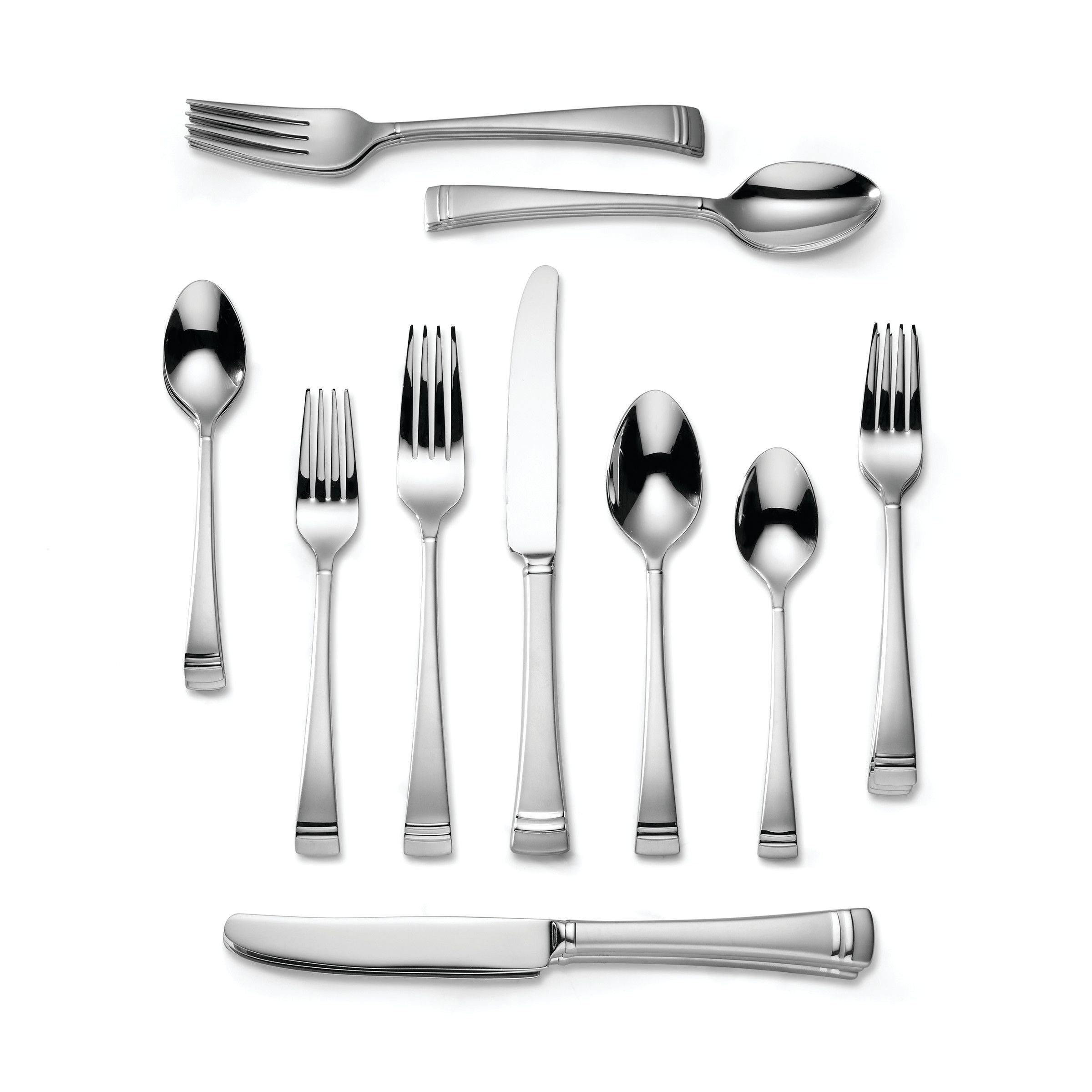  Lenox Federal Platinum Frosted 20-Piece Flatware Set - Stainless Steel - Bonton