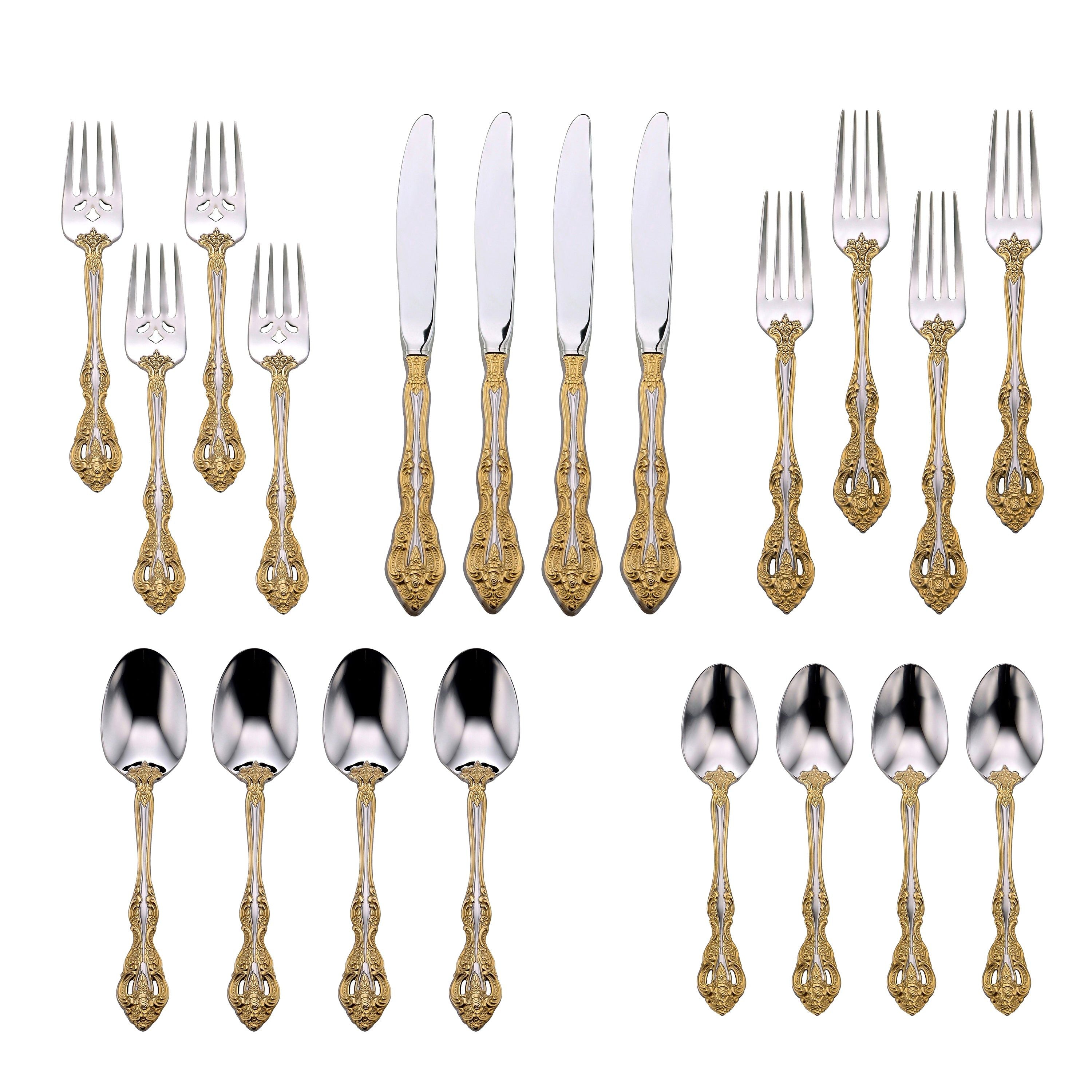  Oneida Golden Michelangelo 20-Piece Flatware Set - Stainless Steel / Gold - Bonton