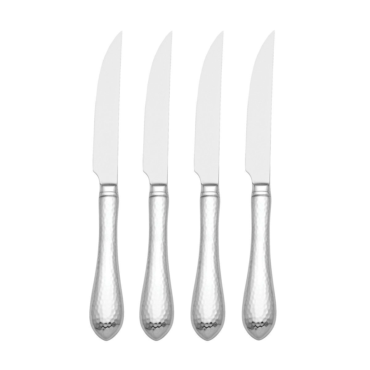  Reed & Barton Hammered Antique 4-Piece Steak Knife Set - Stainless Steel - Bonton