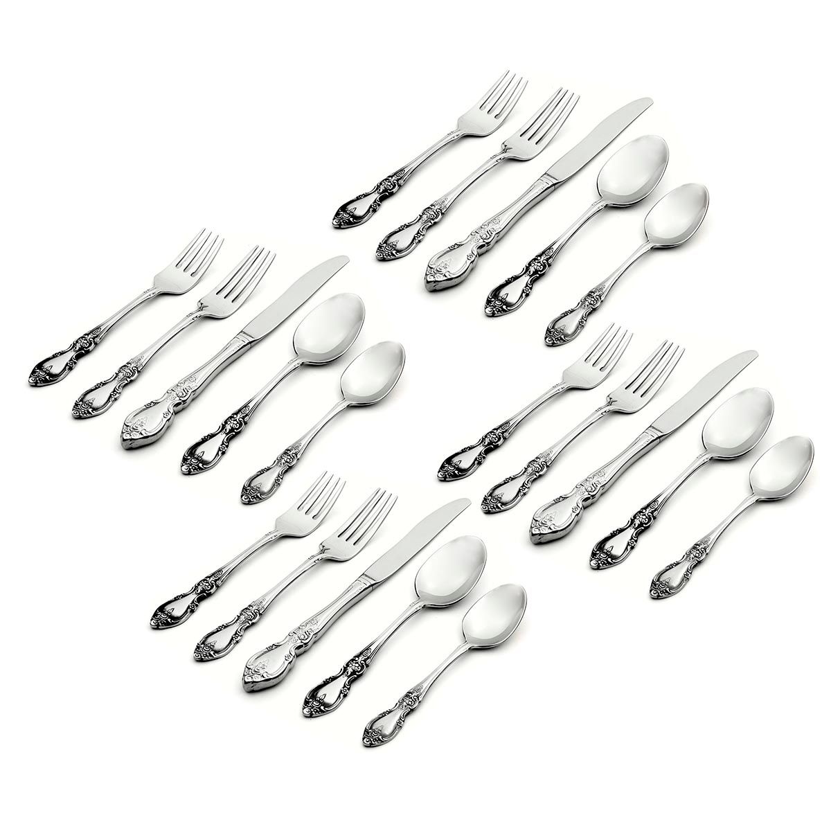  Oneida Louisiana 45-Piece Flatware Set - Stainless Steel - Bonton