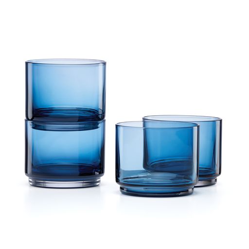  Lenox Tuscany Classics Stackable Short Glasses Set of 4 - Blue - Bonton