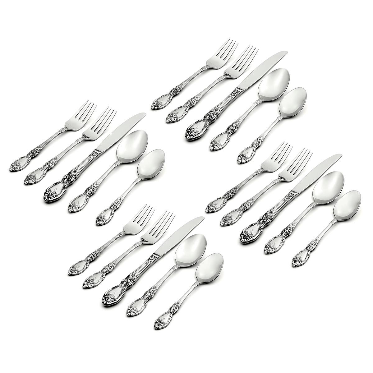  Oneida Wordsworth 20-Piece Flatware Set - Stainless Steel - Bonton