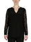 Split Neck Top W/Combo Lace Sleeve