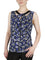 Twist Neck Printed Feather Ity With Faux Leather Knit Top