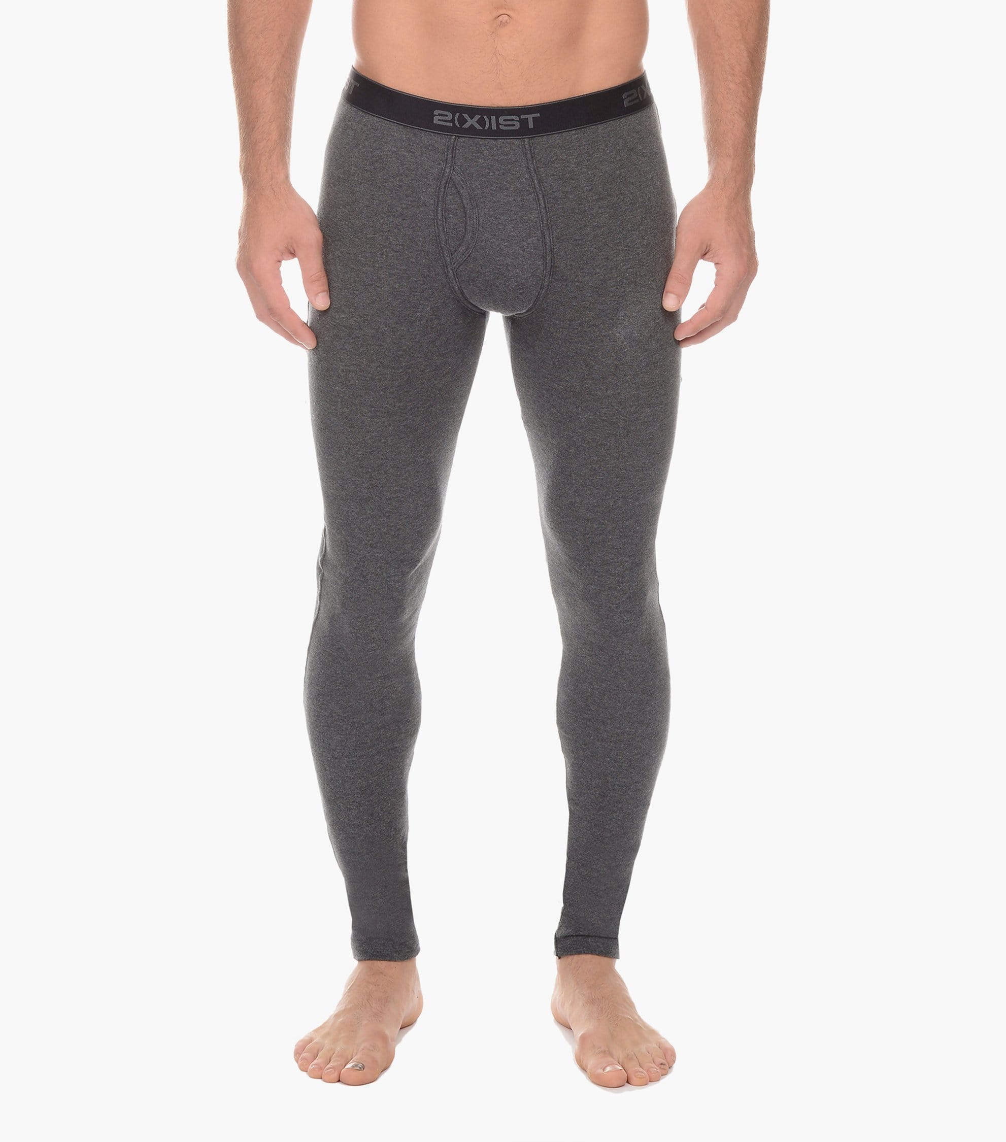  2xist Cotton Long John Underwear - Charcoal - Bonton