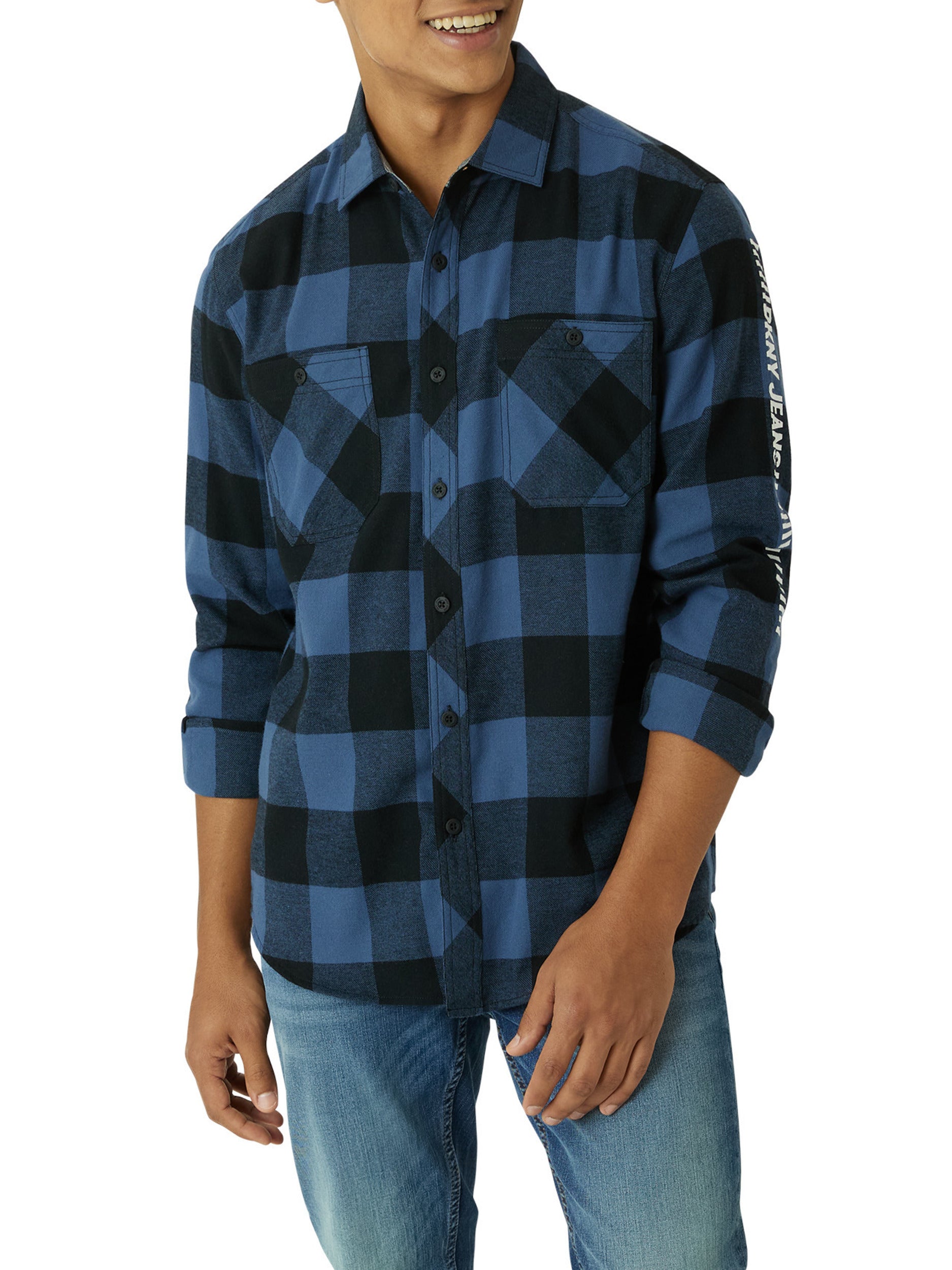  DKNY Calistoga Printed Flannel Shirt - English Blue - Bonton