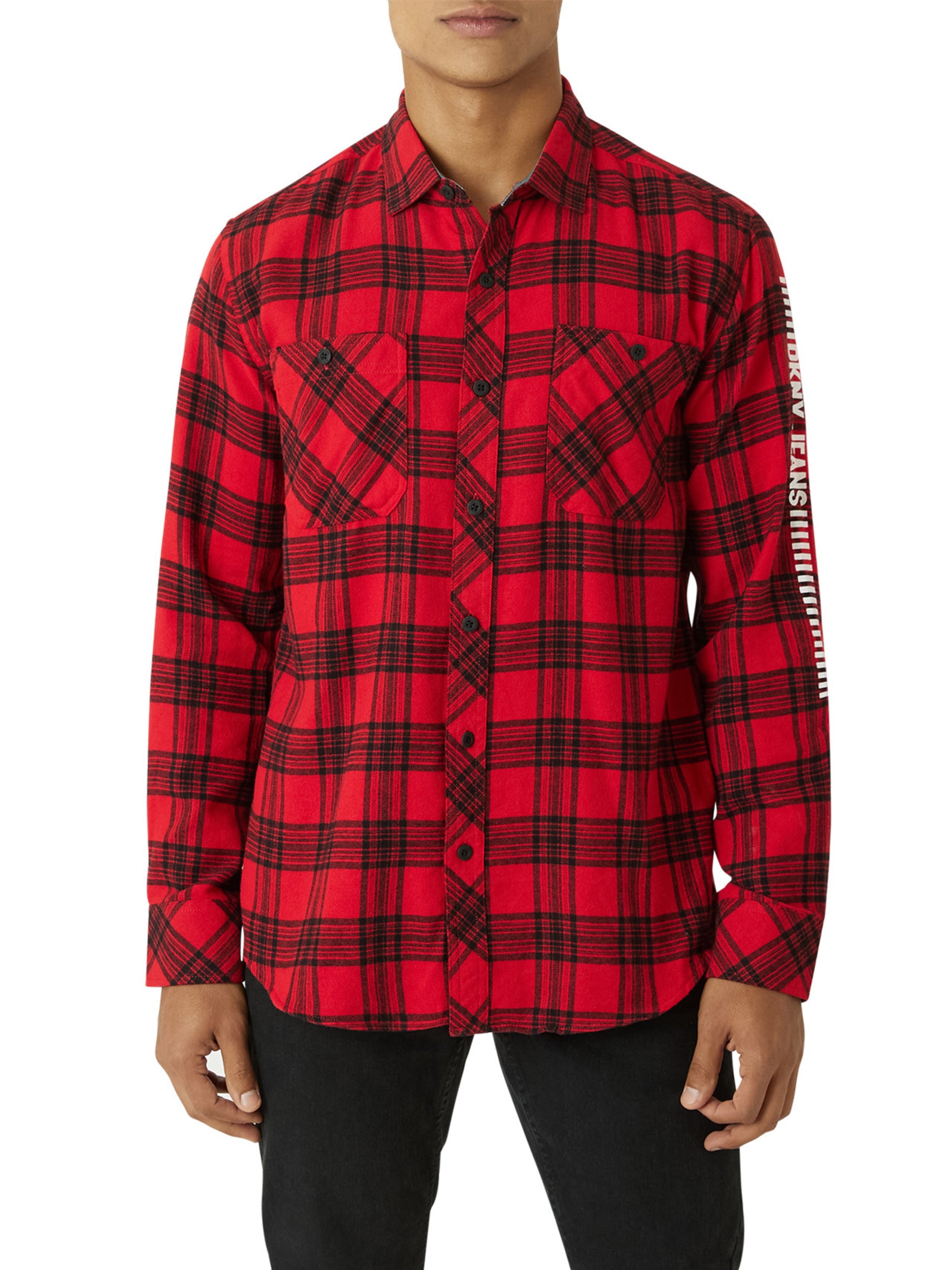  DKNY Calistoga Printed Flannel Shirt - Red - Bonton