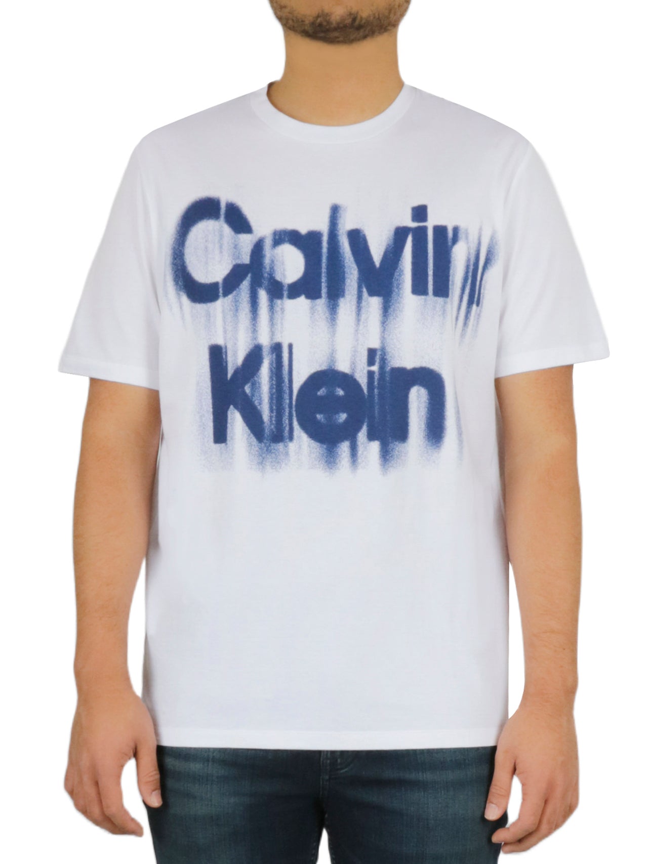  Calvin Klein Short Sleeves Graffiti Logo Tee - Brilliant White - Bonton