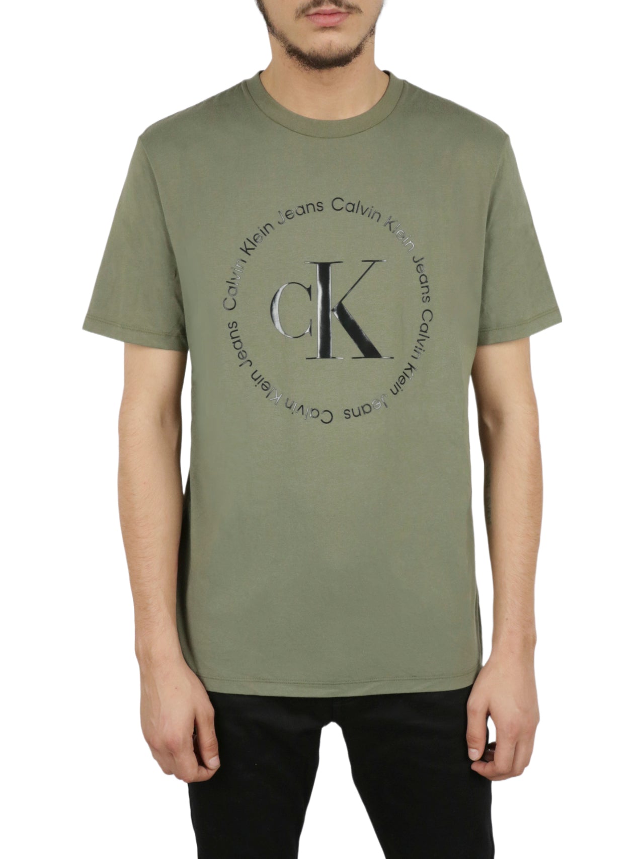  Calvin Klein Short Sleeve Monogram Circle Tee - Dusty Olive - Bonton