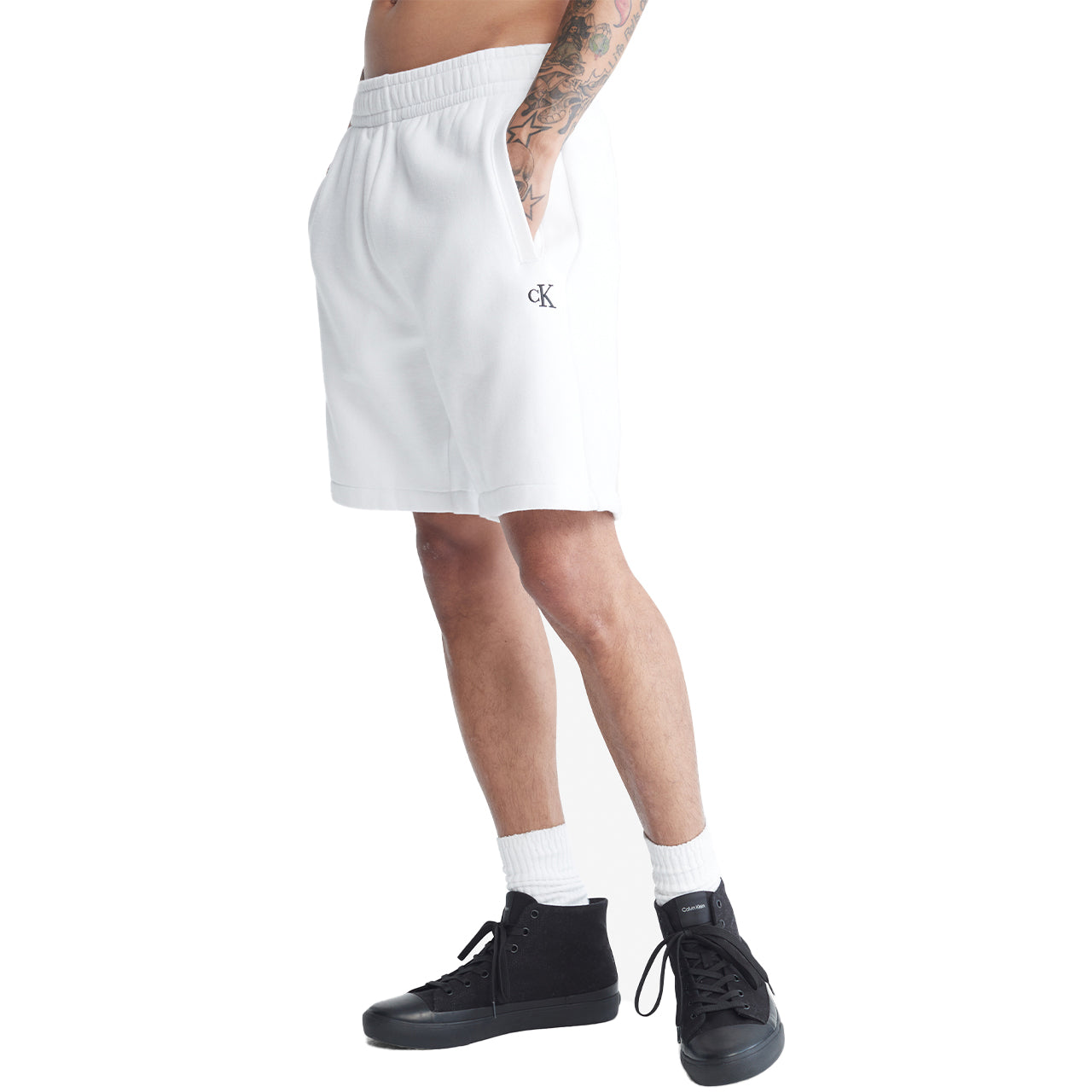  Calvin Klein Archive Logo Fleece Short - Brilliant White - Bonton