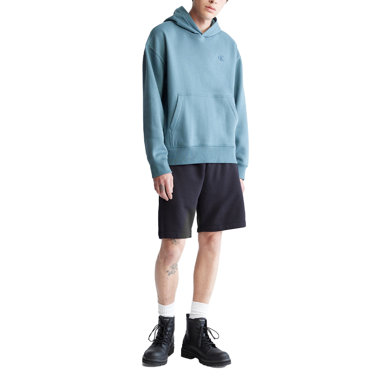  Calvin Klein Long Sleeves Archive Fleece Po Hoodie - Beacon Blue - Bonton