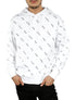  Calvin Klein Long Sleeves Iconic Allover Pullover Hoodie - Brilliant White - Bonton