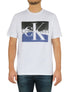  Calvin Klein Short Sleeves Torn Logo Crew Tee - Brilliant White - Bonton