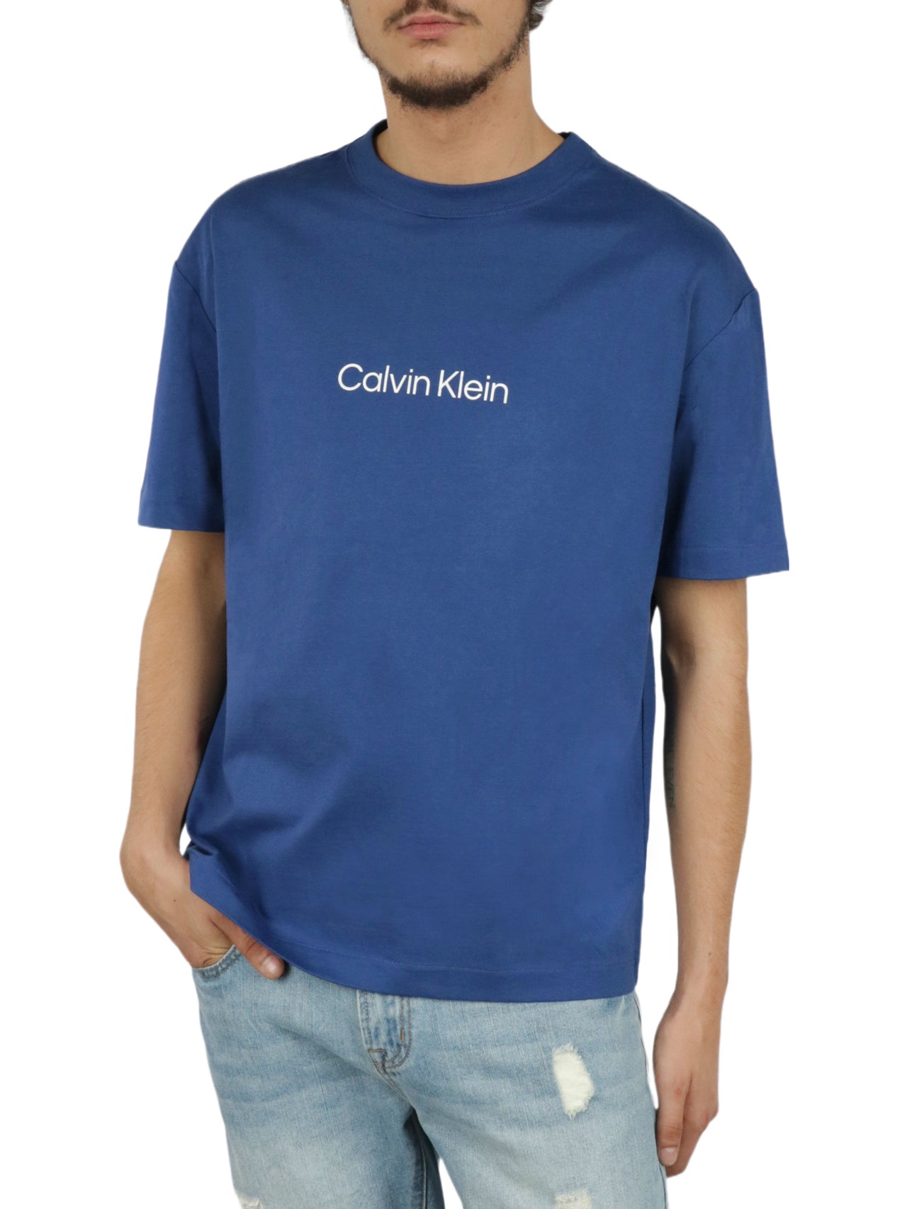  Calvin Klein Short Sleeves Relaxed Standard Logo Tee - Blue Herald - Bonton