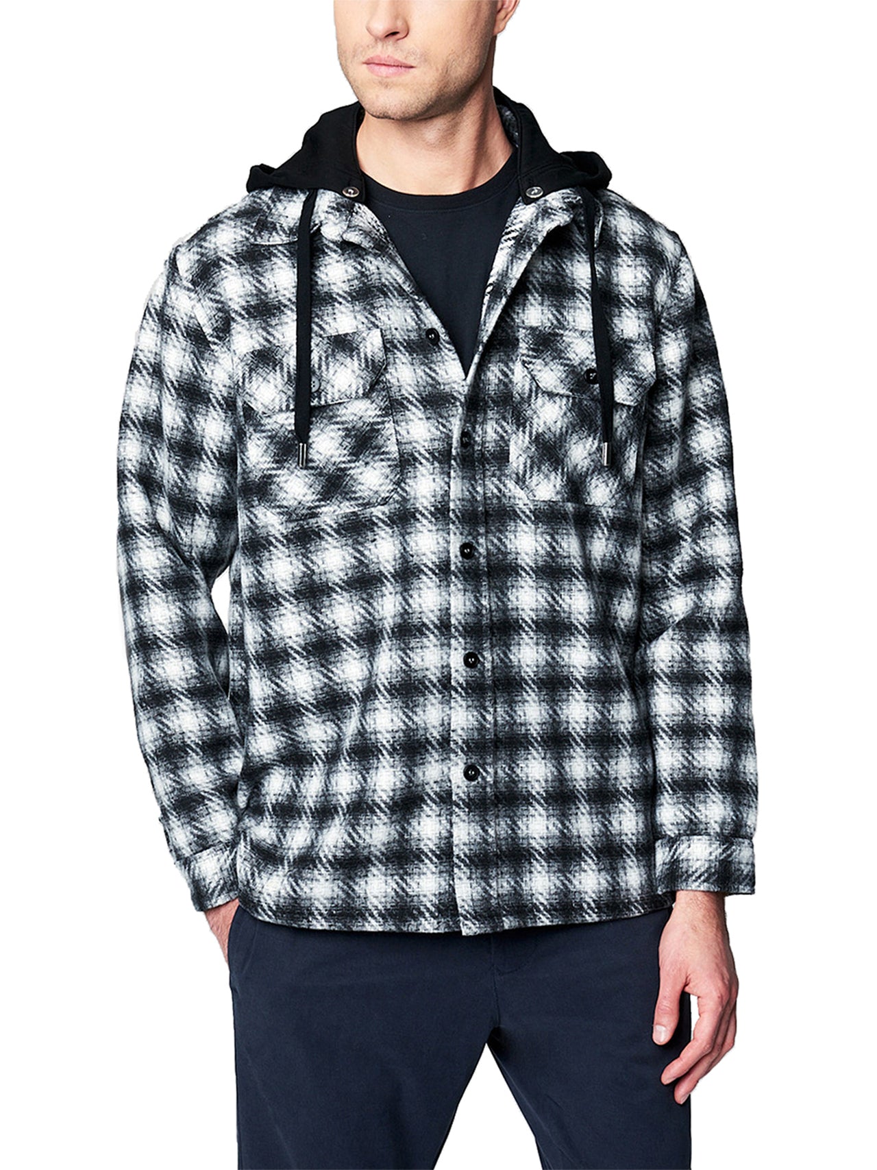  BlankNYC Flannel Shirt with Hood - Billingsgate - Bonton