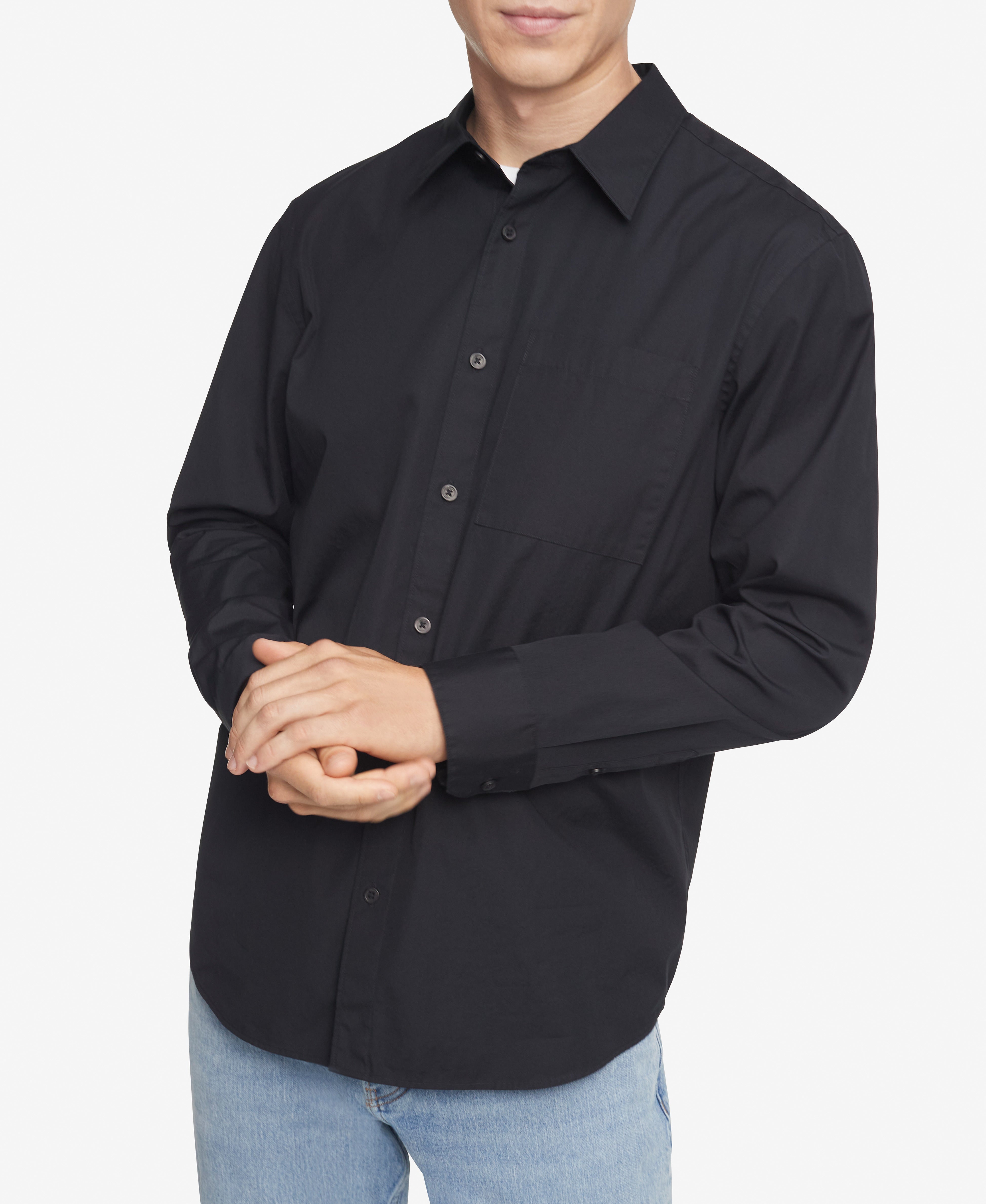  Calvin Klein Long Sleeves Pocket Easy Shirt - Black Beauty - Bonton