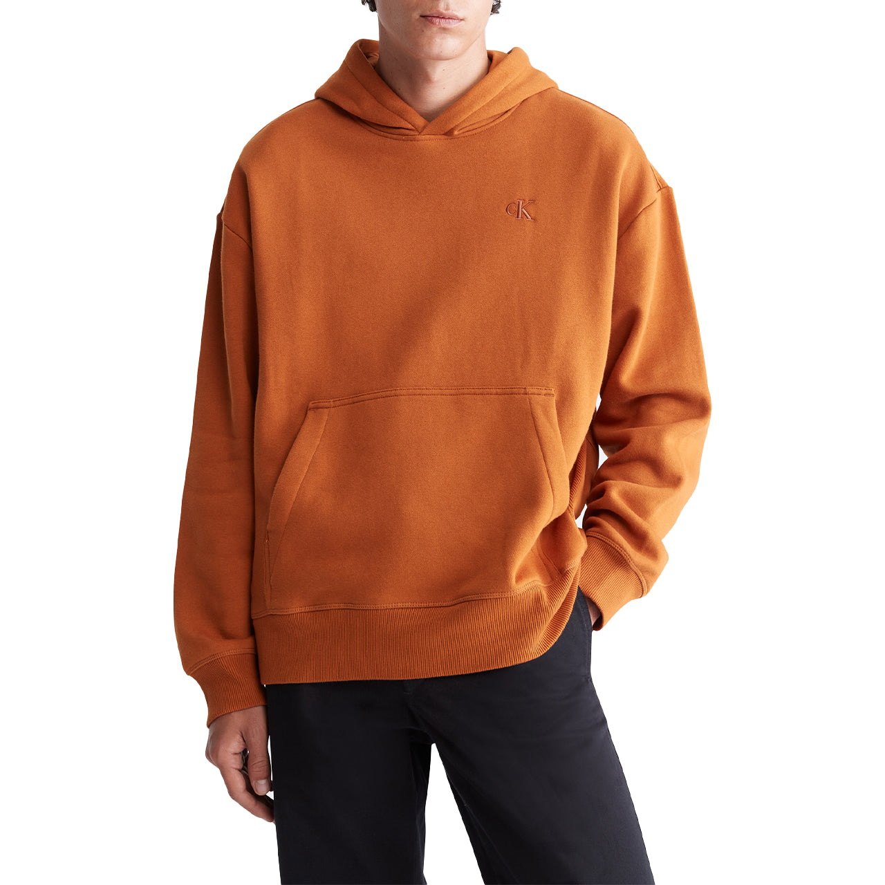  Calvin Klein Long Sleeves Archive Fleece Po Hoodie - Caramel Brown - Bonton