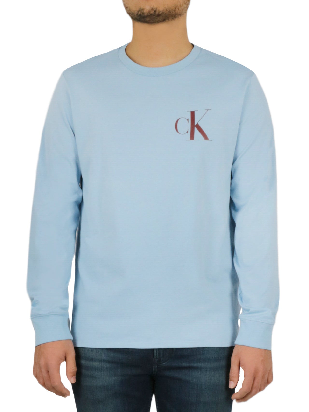  Calvin Klein Long Sleeves Bold Monogram Tee - Glacier  Lake - Bonton