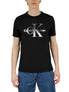  Calvin Klein Short Sleeves Gold/Silver Metallic Monogram Tee - Black - Bonton