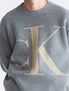  Calvin Klein Long Sleeves Mono Jacquard Crew Sweater - Medium Grey Heather - Bonton