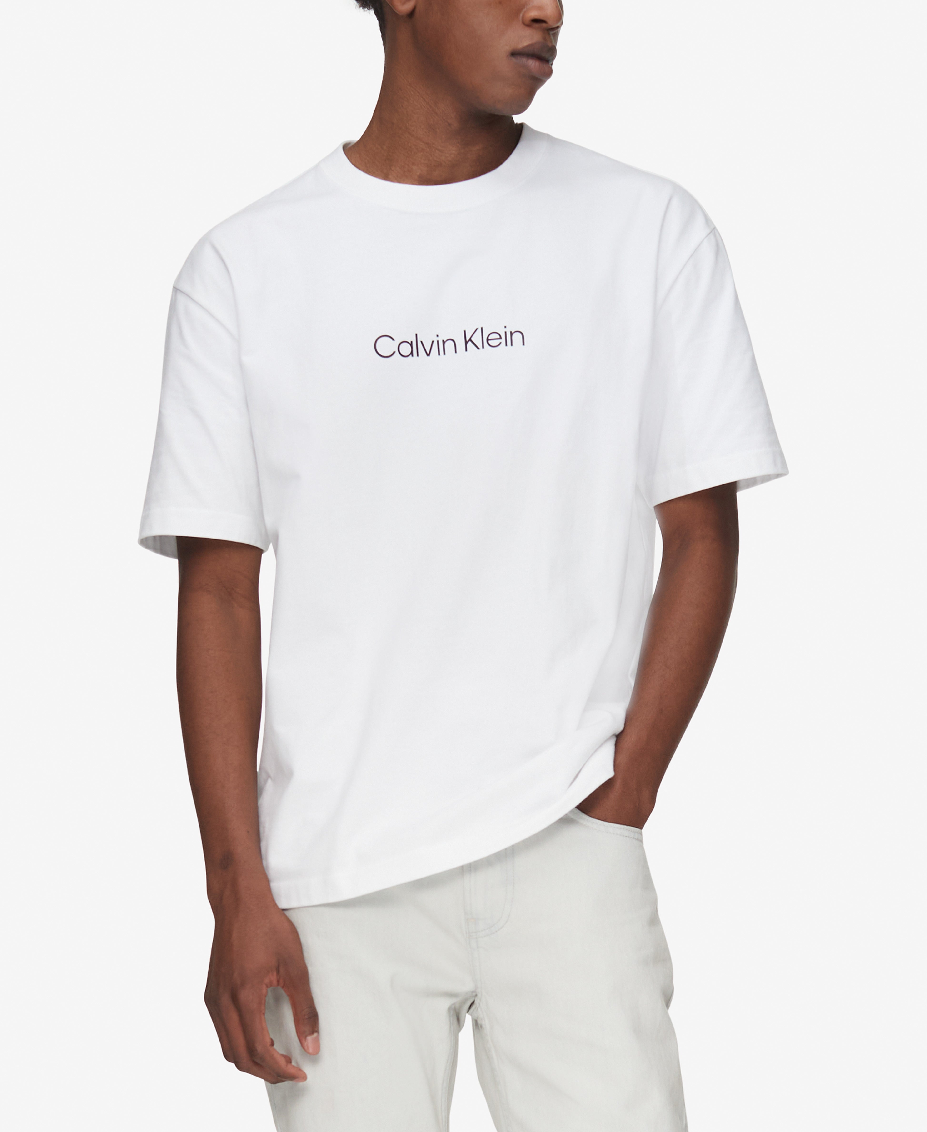  Calvin Klein Short Sleeves Relaxed Standard Logo Crewneck Tee - Brilliant White - Bonton